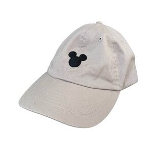Walt Disney World Mickey Mouse Logo Cream Hat Embroidered Neutral Basic OS